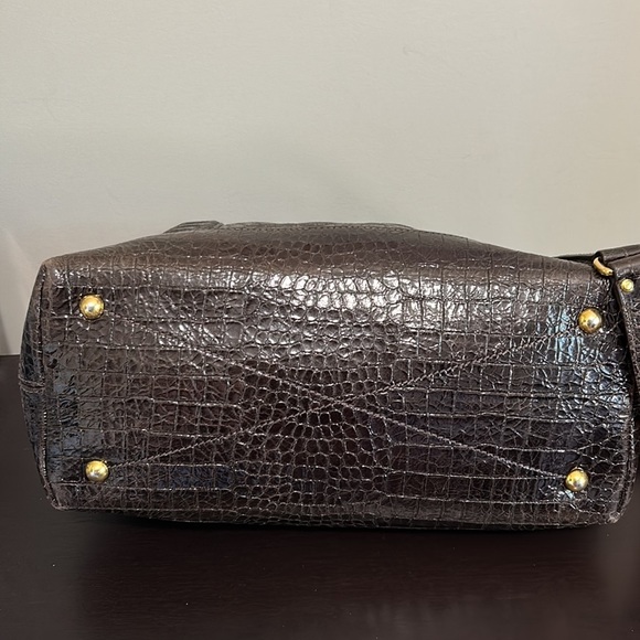 MIU MIU Brown St. Cocco Croc-Embossed Tote in Dark Brown Leather - Picture 3 of 16